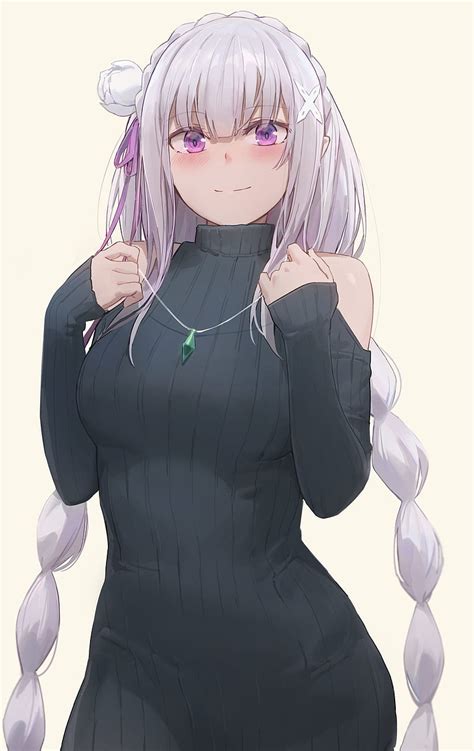 Moe Anime Girl Blushes Sweater Portrait Shy Expression Anime Hd