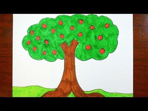 You could draw smaller trees and animals to finish your drawing. Drawing An Apple Tree | Coloring Page For Kids - YouTube