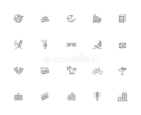 Summer Vacations Icons 32 Pixels Icons White Series Stock Vector