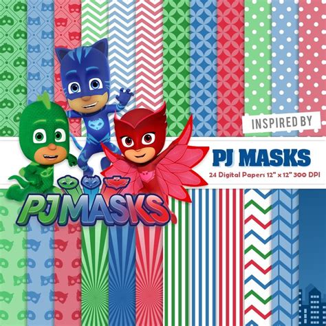 Kit Papel Digital Pj Masks Heroes En Pijamas Fondos Cliparts 2400