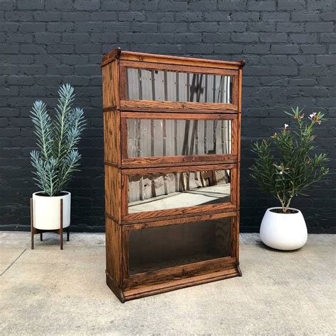 Vintage Barristers Oak Bookcase With Glass Doors Etsy