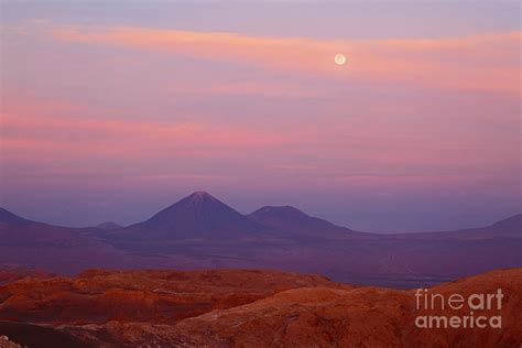 Full Moon Sunset Over Moon Valley Atacama Desert Chile Photograph By