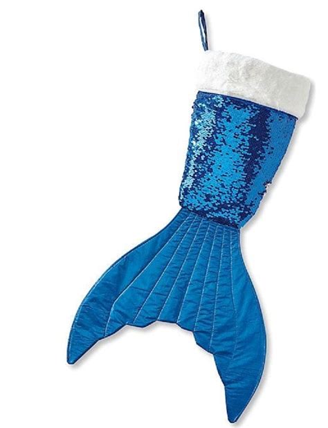 Mermaid Tail Sequin Stocking — Royal Blue Mermaid Tail Sequin Christmas Stockings Popsugar