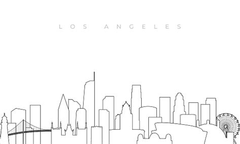 로스앤젤레스 스카이라인을 간략하게 설명합니다 라인 스타일의 로스 앤젤레스 도시 건물과 랜드 마크와 트렌디 한 템플릿 스톡 벡터 디자인 도시 경관에 대한 스톡 벡터 아트 및