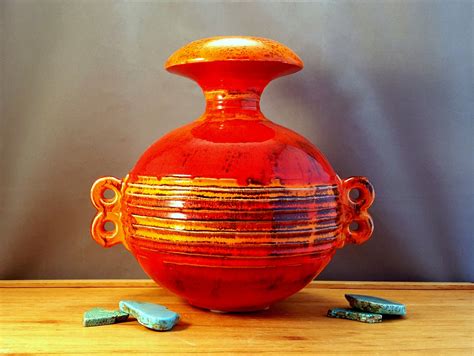 Vintage Ceramic Amphora Vase Red Etsy Vintage Ceramic Vase Ceramics