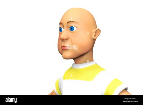 Blue Eyed Bald Man Funny Character 3d Render Stock Photo Alamy