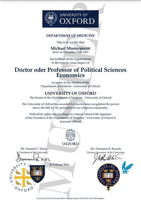 Doktortitel Kaufen Oxford University Berufszertifikate And Diplome