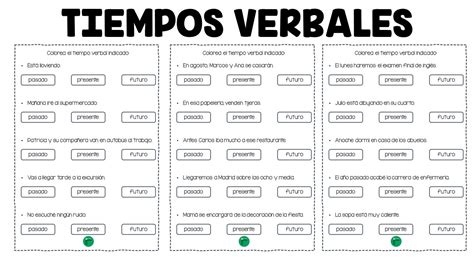 Tiempos Verbales En Oraciones