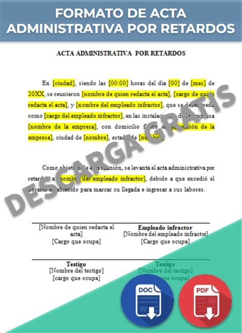 Acta Administrativa Por Faltas Ejemplos Formatos Word Excel