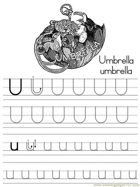 Alphabet Abc Letter U Umbrella Coloring Pages 7 Com Coloring Page