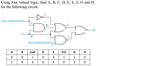solved using four valued logic find a b c d e e f g