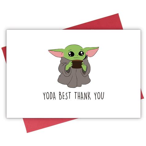 Buy Adorable Thank You Card Star Wars Thanks Card Yoda Best Thank You