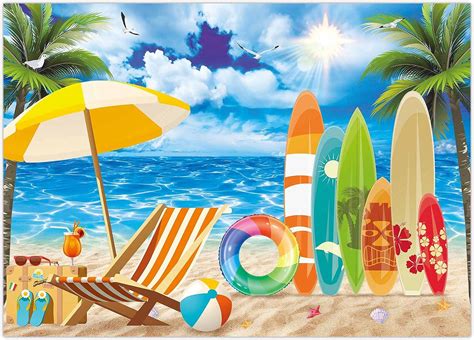 Buy Funnytree 7x5FT Summer Surfboard Party Backdrop Tropical Hawaiian