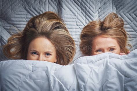 Picture Of Two Girls Friends Or Couple In The Bed Stock Photo Image