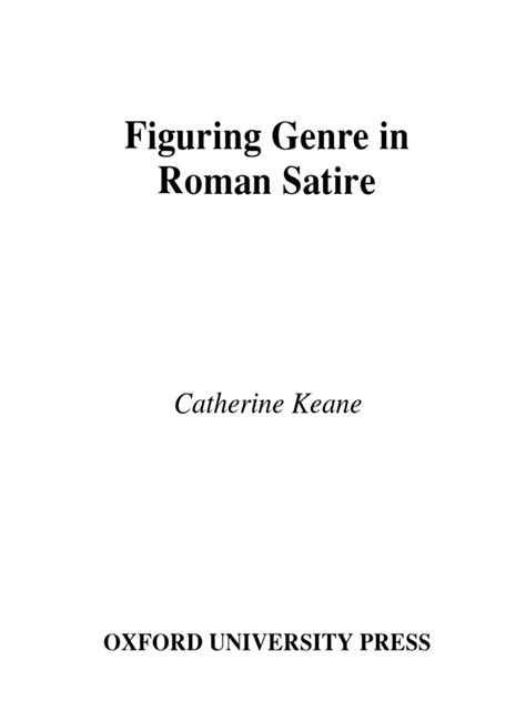 Figuring Genre In Roman Satire Pdf Satire Horace