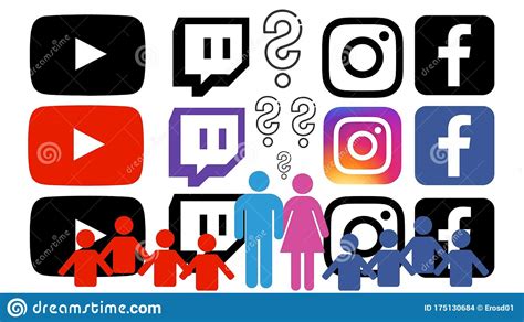 Youtube Twitch Instagram Facebook Editorial Stock Image