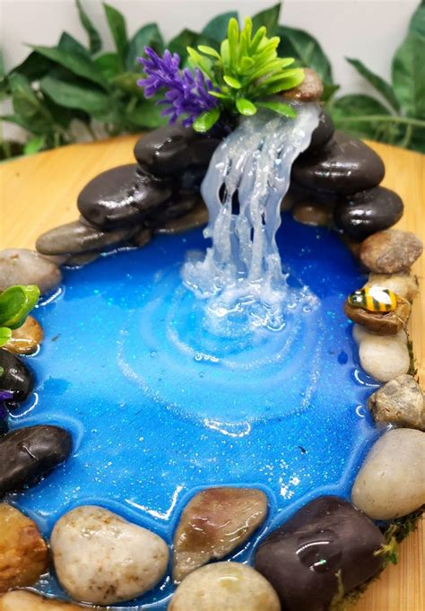 Rock Wall Fairy Garden Pond With Waterfall Miniature Pond Etsy Fairy House Crafts Fairy Tree