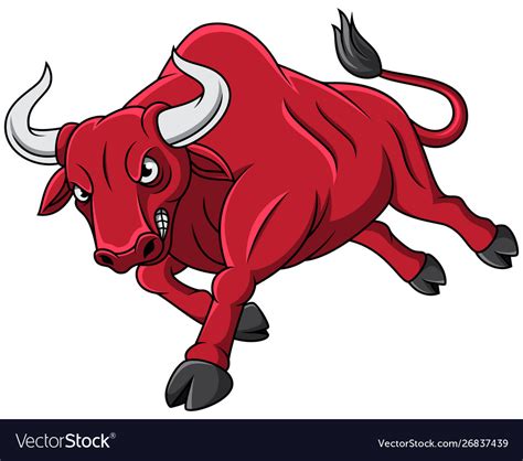 Cartoon Angry Red Bull Running Royalty Free Vector Image