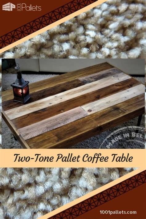 I cut two 2×4 pieces to fit between the two long aprons of the table. Two-tone Pallet Coffee Table With Hairpin Feet | Diy ...