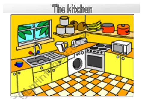 Rooms In The House Flashcards The Kitchen Esl Worksheet By Pastanaga