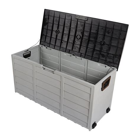 75 Gallon Outdoor Garden Plastic Lockable Storage Deck Box With Wheels