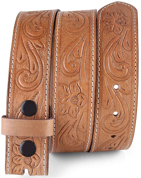Men Belts Belt For Buckle Western Leather Engraved Tooled Strap Wsnaps