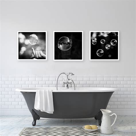 Black And White Bathroom Set Abstract Bubble Photos Prints Etsy