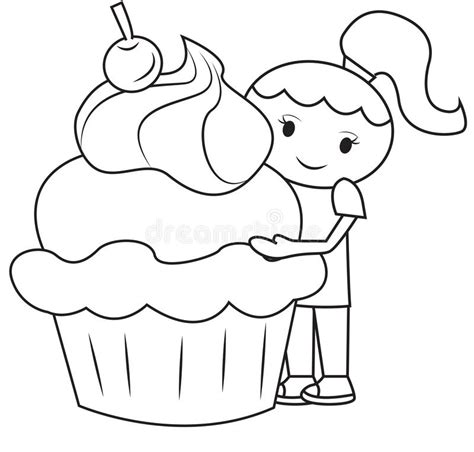 Pdf templates are for printing to your. The Girl And The Big Cupcake Coloring Page Stock ...