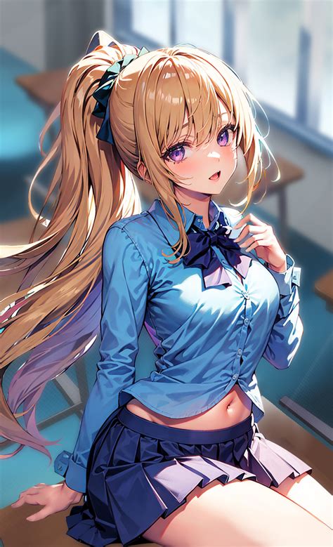 Rule Dev Ai Generated Blonde Hair Blue Eyes Blush Classroom Of The