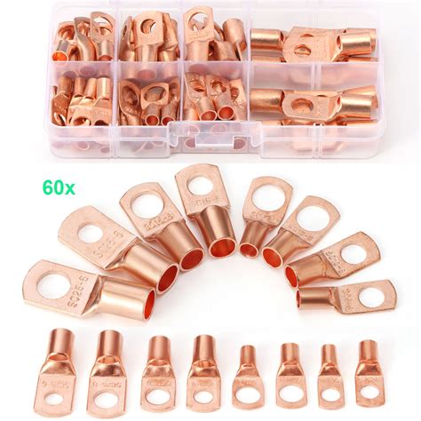 Pcs Battery Bare Copper Ring Lug Terminals Connector Wire Gauge Sc Kit Us Ebay