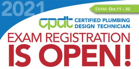 Registration for the 2021 Certified Plumbing Design Technician Exam Is