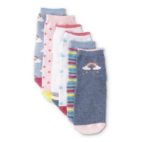 Toddler Girls 6 Pairs Crew Socks Assortment