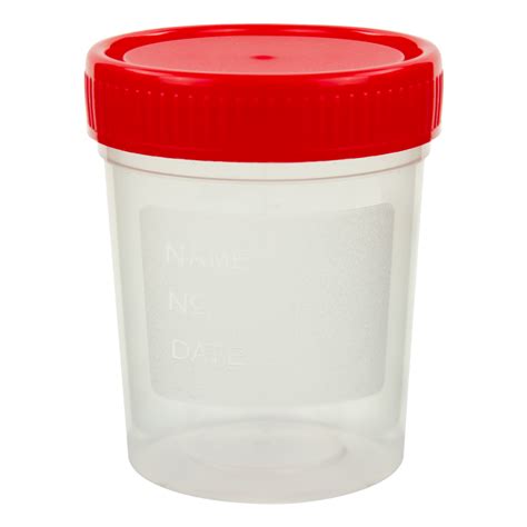 4 Oz120ml Sterile Specimen Container With Red Cap Us Plastic Corp