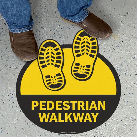 Pedestrian Walkway With Shoeprints Floor Sign Sku Sf 1057