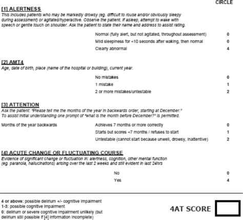 4at assessment test for delirium the 4at is a screening instrument download scientific diagram