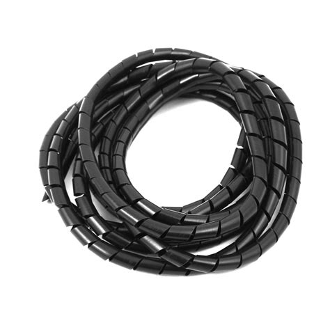 8mm Flexible Spiral Tube Cable Wire Wrap Computer Manage Cord Black 3