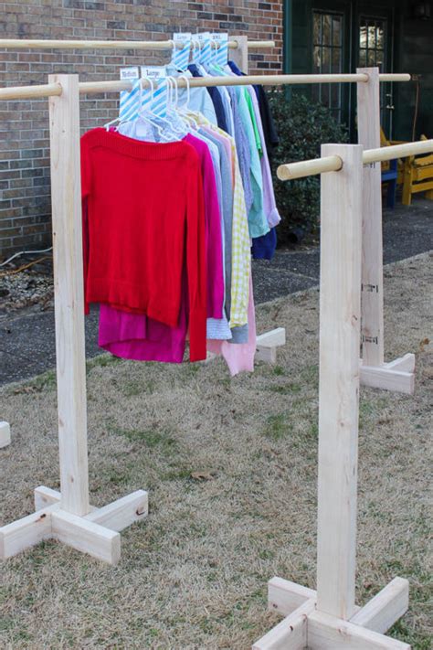 Don't place items in front of the clothing racks that could make it difficult for people to see or peruse them. DIY Clothes Rack for Garage Sales and Yard Sales
