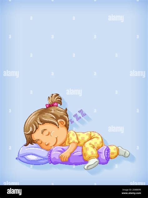 Cute Girl Sleeping Cartoon Character Isolated Illustration Stock Vector