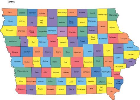 Iowa Map Showing Counties