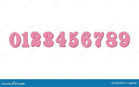Pink Numbers From 0 To 9 Collection Of Colored Numbers A Set Of