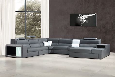 Offering comfort for you and your guests, this sectional has room for up to five adults. Polaris - Contemporary Grey Bonded Leather Sectional Sofa ...