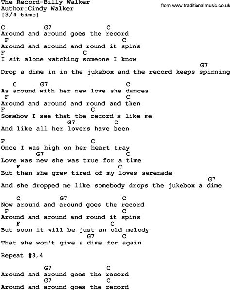 Country Musicthe Record Billy Walker Lyrics And Chords