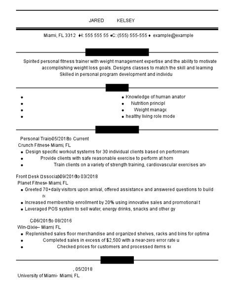 Personal Trainer Resume Examples And Templates