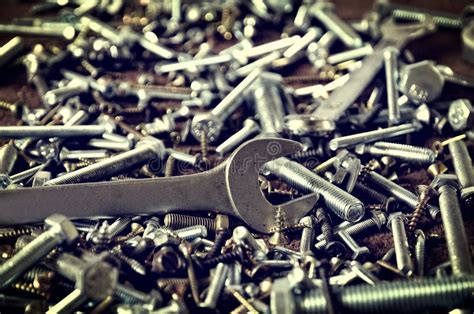 Group Of Screws And Wrenches Stock Image Image Of Iron Depth 55900245