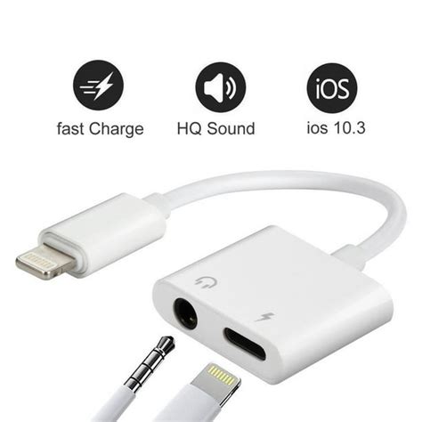 Iphone Adapter Dual Lightning Adapter And Splitter 2 In 1 Aux Headphone