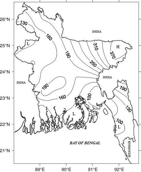 The Geographic Distribution Of Annual Average Thunderstorm Frequency In