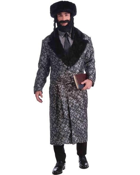 Cl837 Silver Rabbi Jewish Religious Coat Tails Fancy Dress Mens Costume