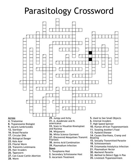 Parasitology Crossword Wordmint