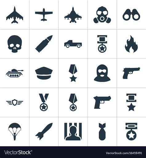 Set Of Simple Combat Icons Royalty Free Vector Image
