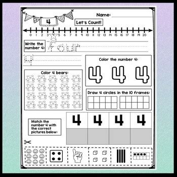 kindergarten math worksheets pages  numbers    sight word